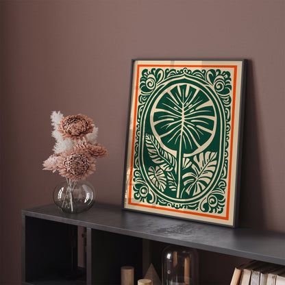 Retro Cut Outs Monstera Leaves Poster