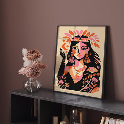 Boho Chic Indian Woman Wall Art Print