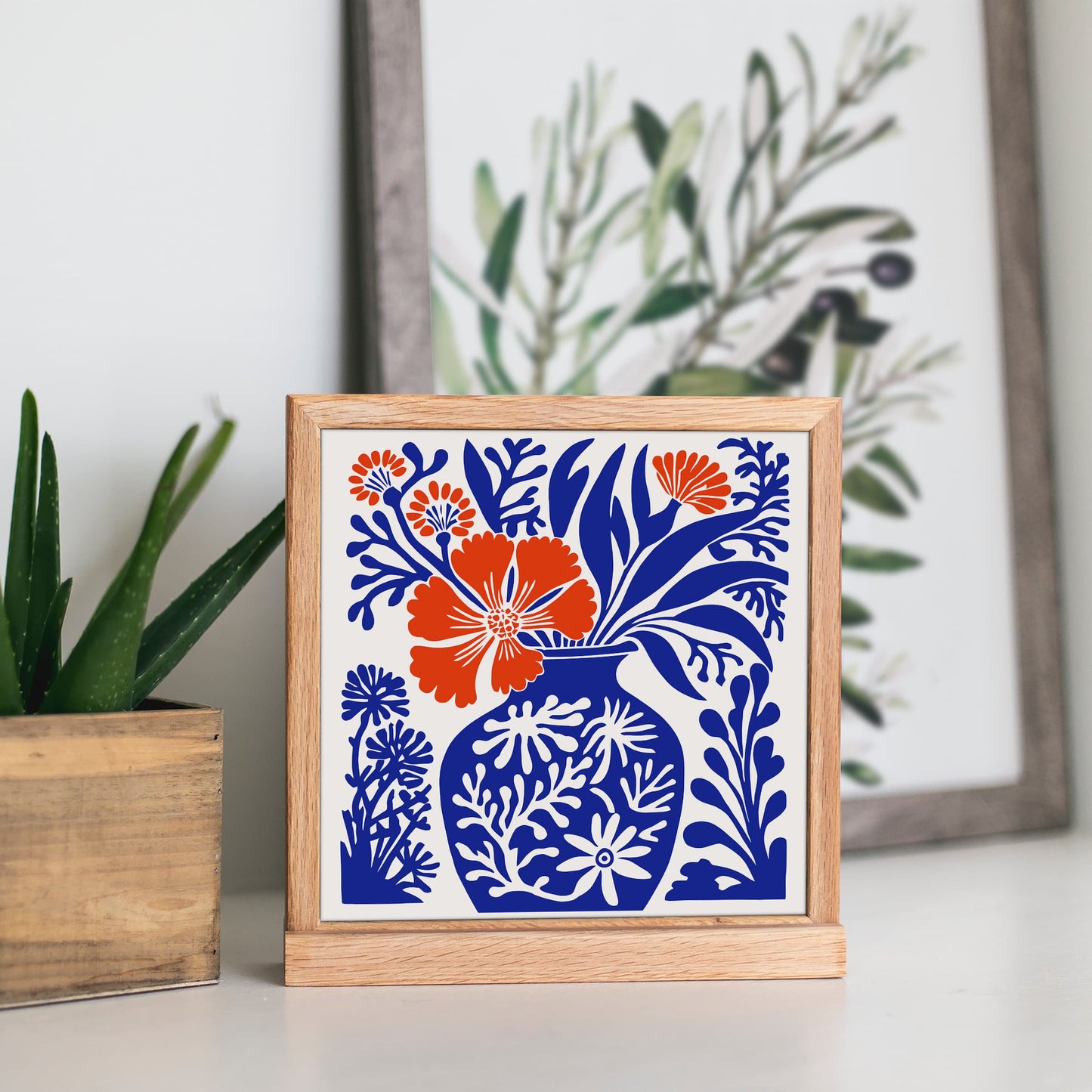 Blue Cut Outs Floral Square Print