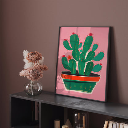 Cute Cactus Plant Pink Poster