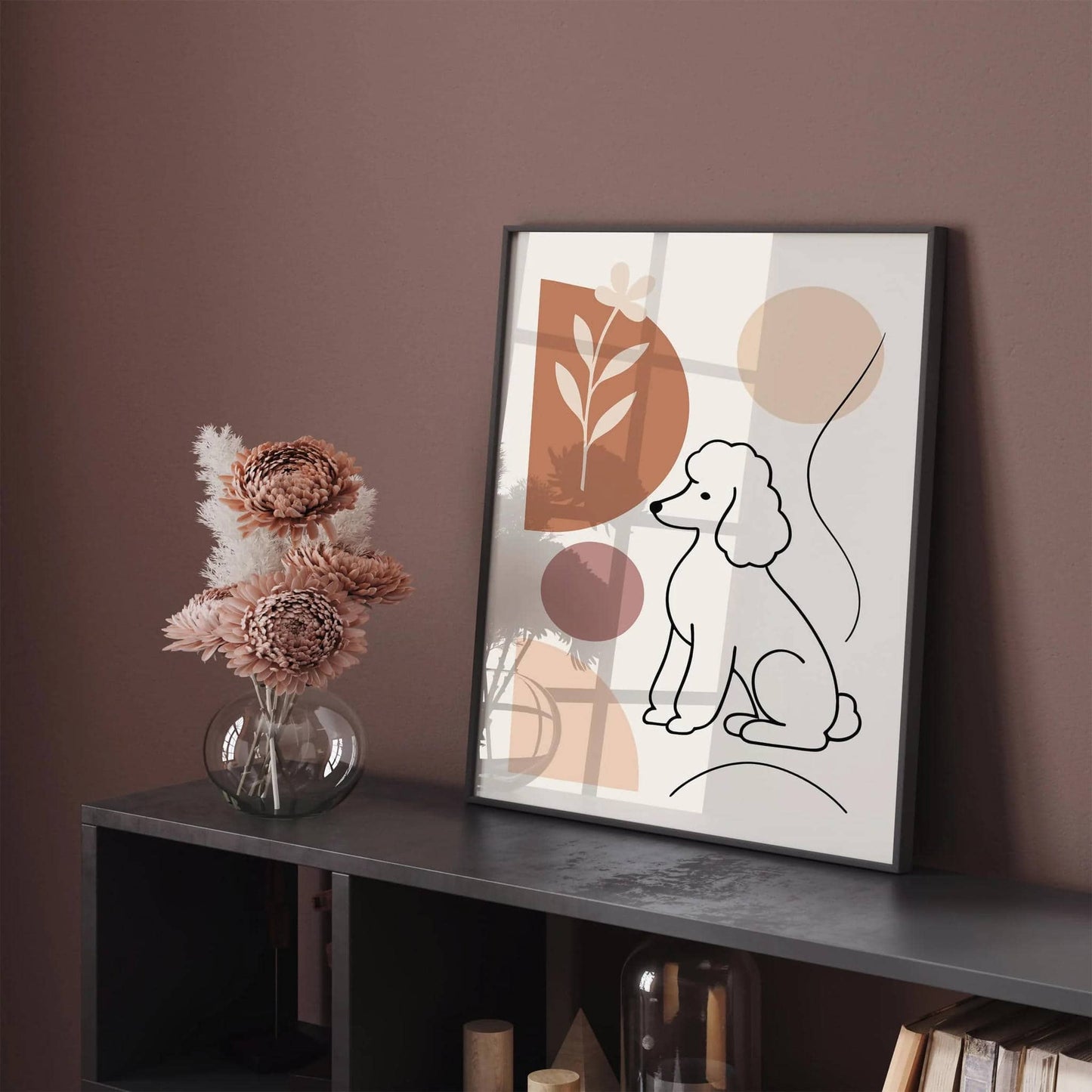 Aesthetic Poodle Dog in Neutral Soft Tones Poster