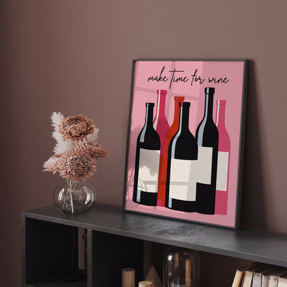 Make Time for Wine Pink Kitchen Poster