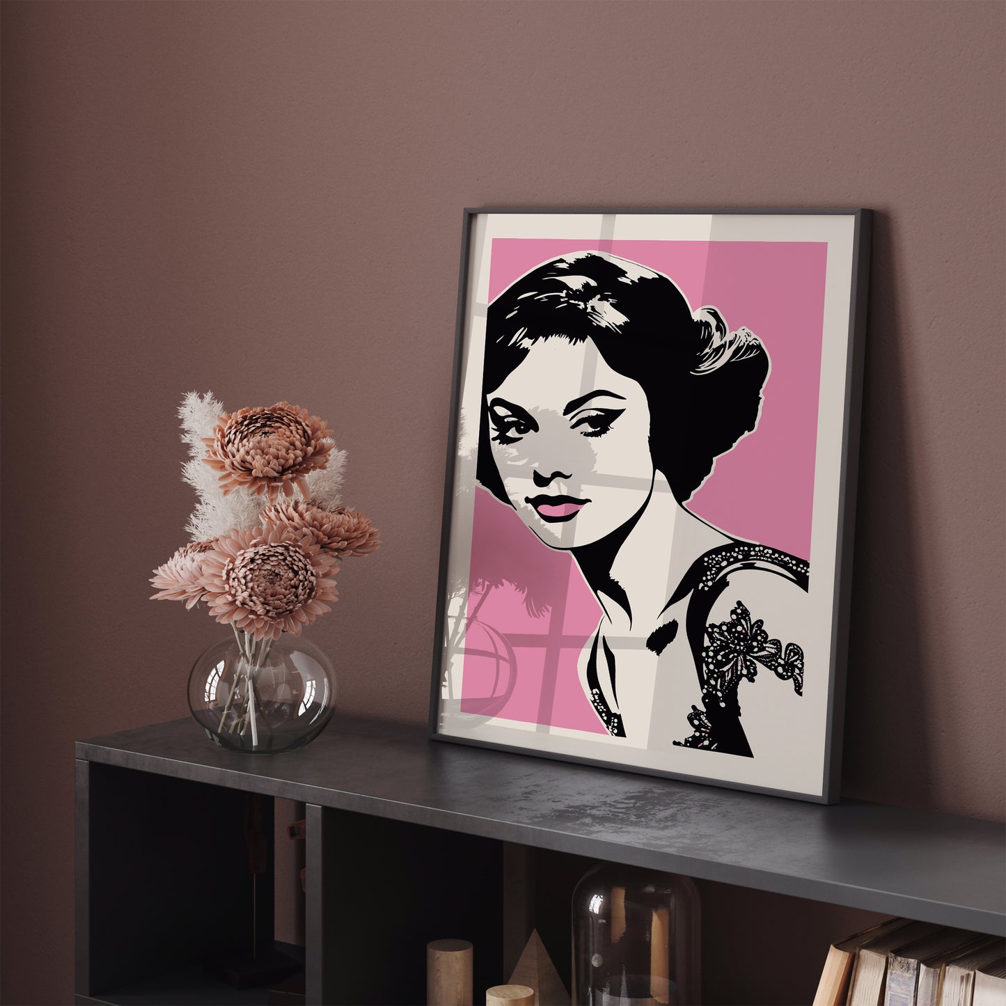 Pop Art Girl Portrait 60s Pink Wall Art