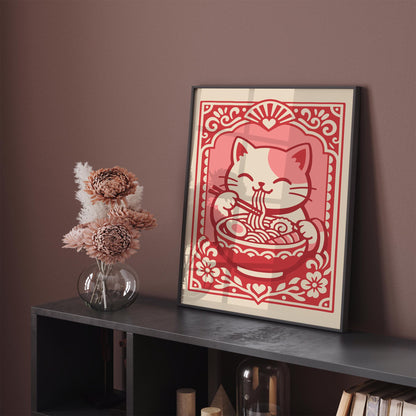 Funny Ramen Cat Poster – Asian Food Wall Art