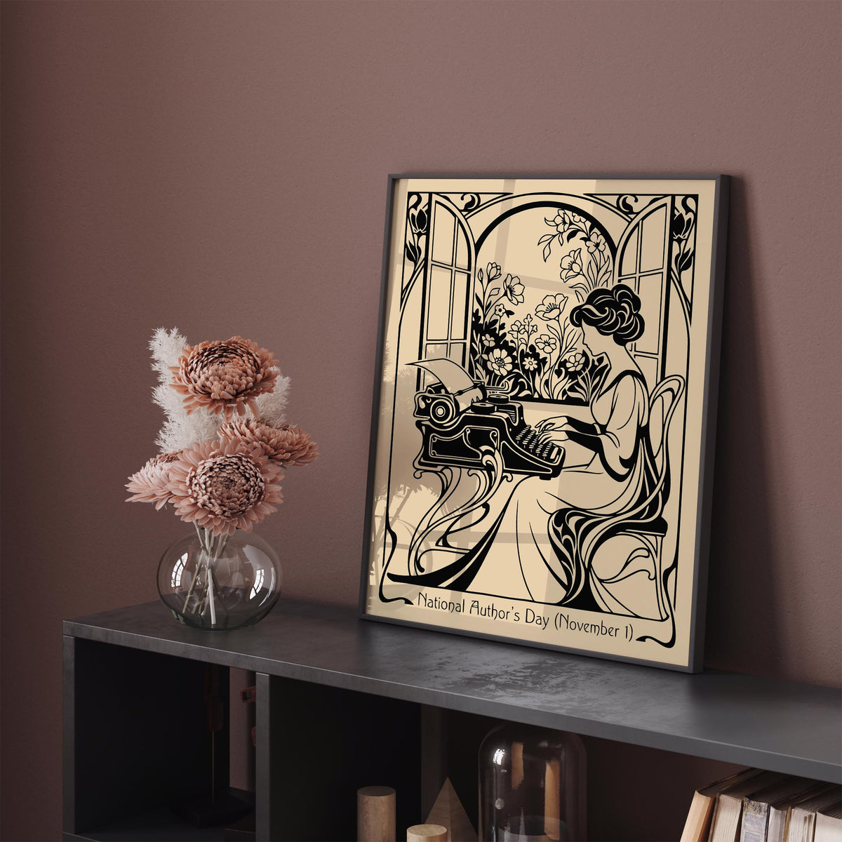 National Authors Day Vintage Book Poster