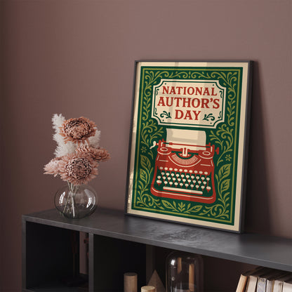 National Authors Day Poster - Literary Art Print in Vintage Rococo Style