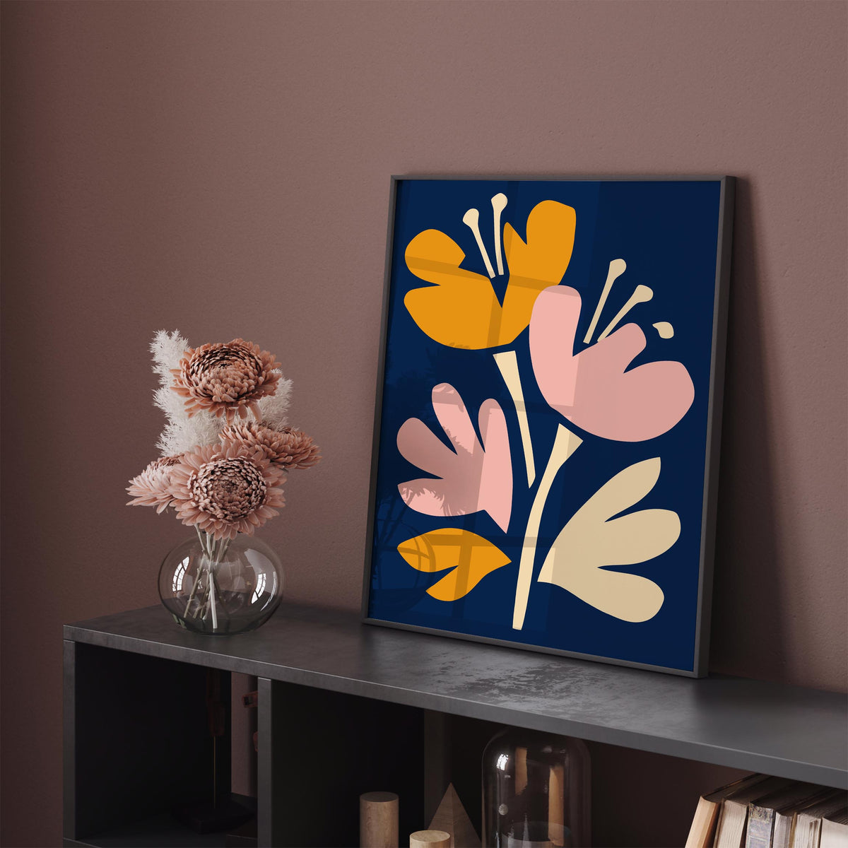 Abstract Cut Out Flowers Art Poster