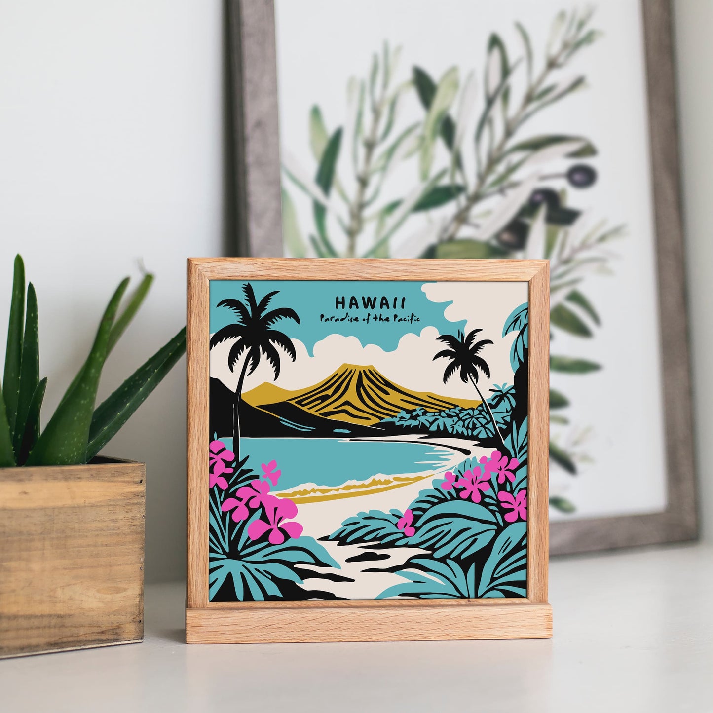Hawaii Tropical Travel Square Print