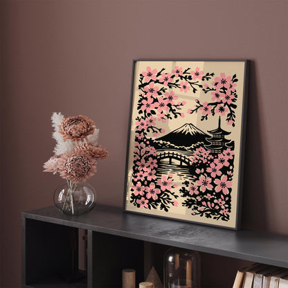 Japan Cherry Blossom Travel Poster