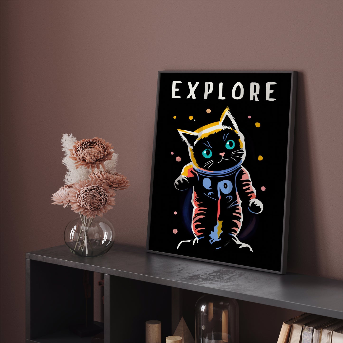 Explore Space - Cute Cat Wall Art