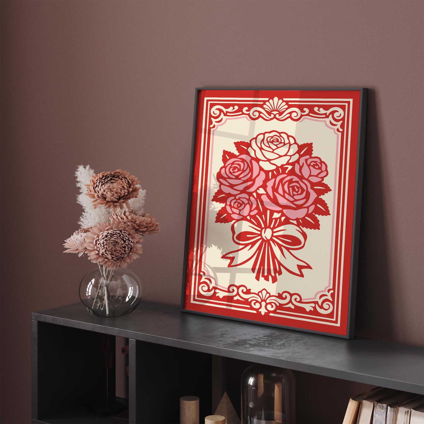 Pink Rococo Roses Poster – Romantic Floral Wall Art
