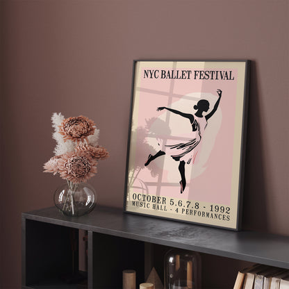 NYC Ballet Festival Retro Pink Poster