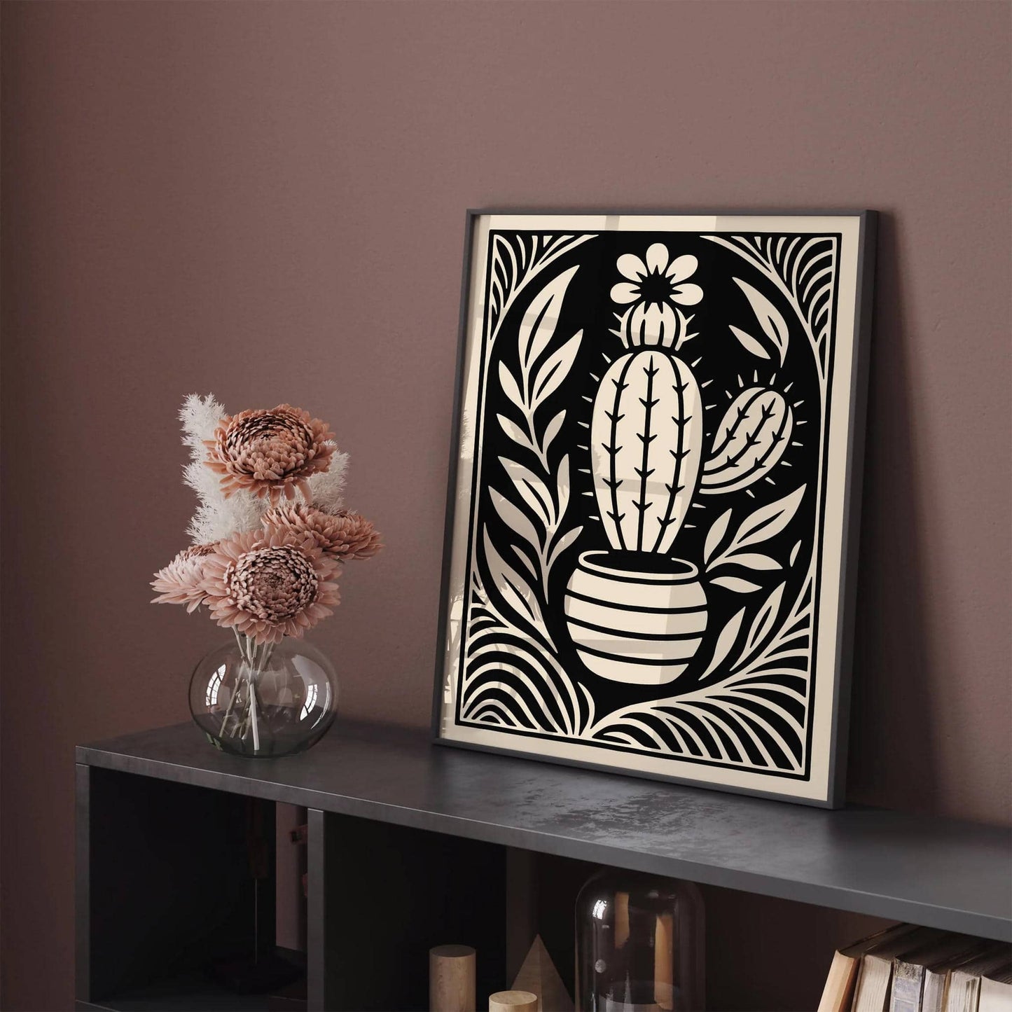 Art Deco Floral Cactus Wall Art Poster