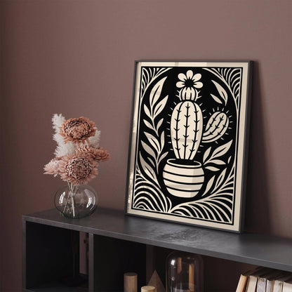 Art Deco Floral Cactus Wall Art Poster