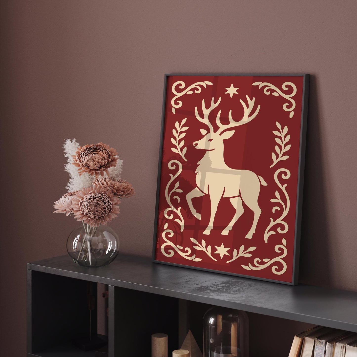 Reindeer Poster, Christmas Style Home Decor