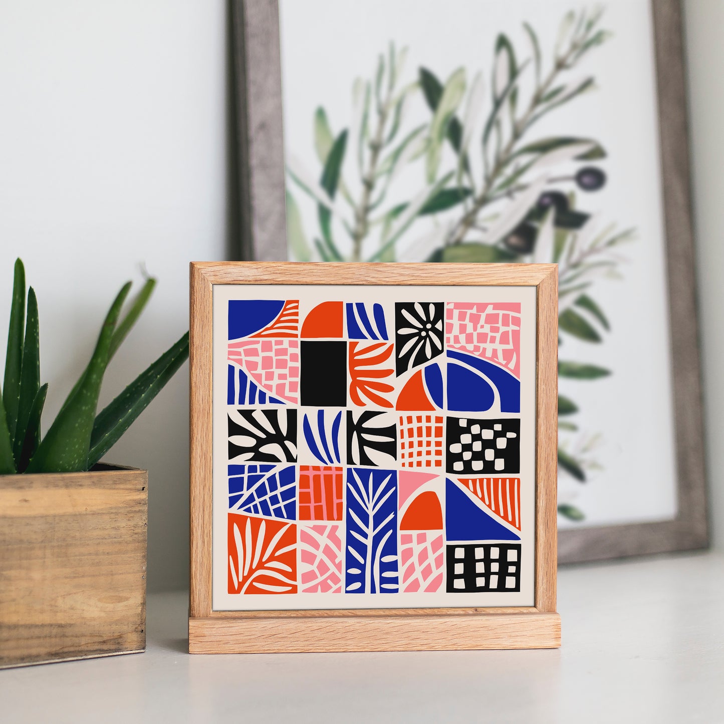 Mid Century Abstract Vibrant Square Print