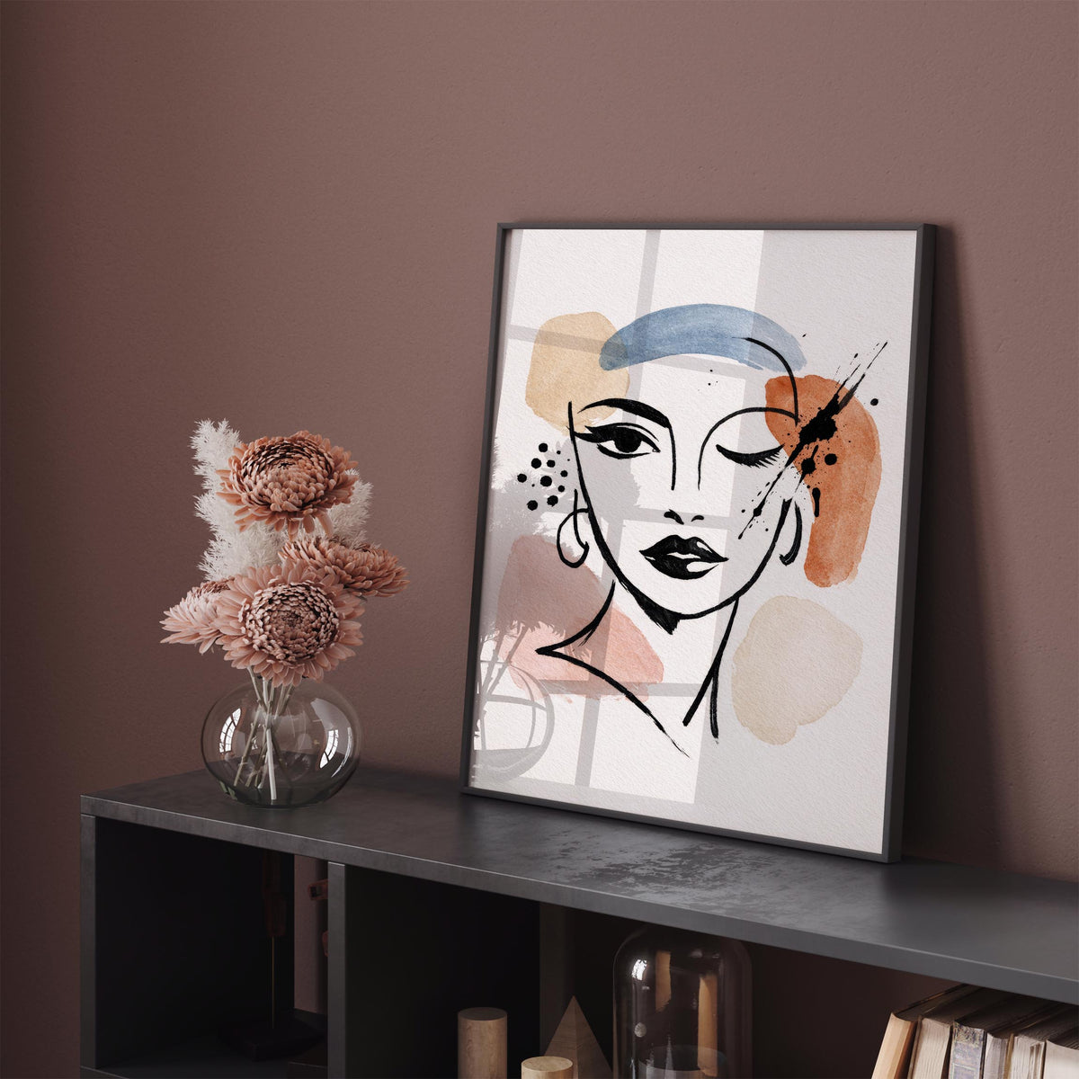 Woman Face Sketch Art Poster