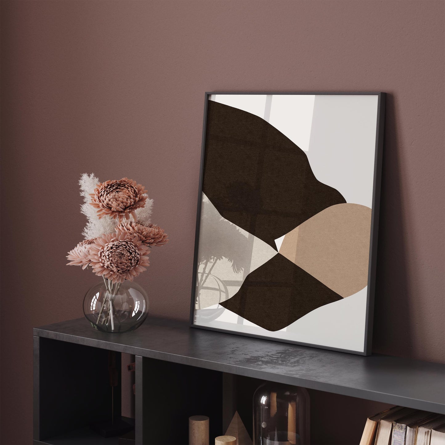 Abstract Brown Beige Wavy Shapes Wall Art Print 2026
