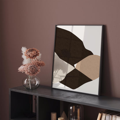 Abstract Brown Beige Wavy Shapes Wall Art Print 2026