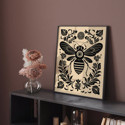 Rustic Folk Black Housefly Poster