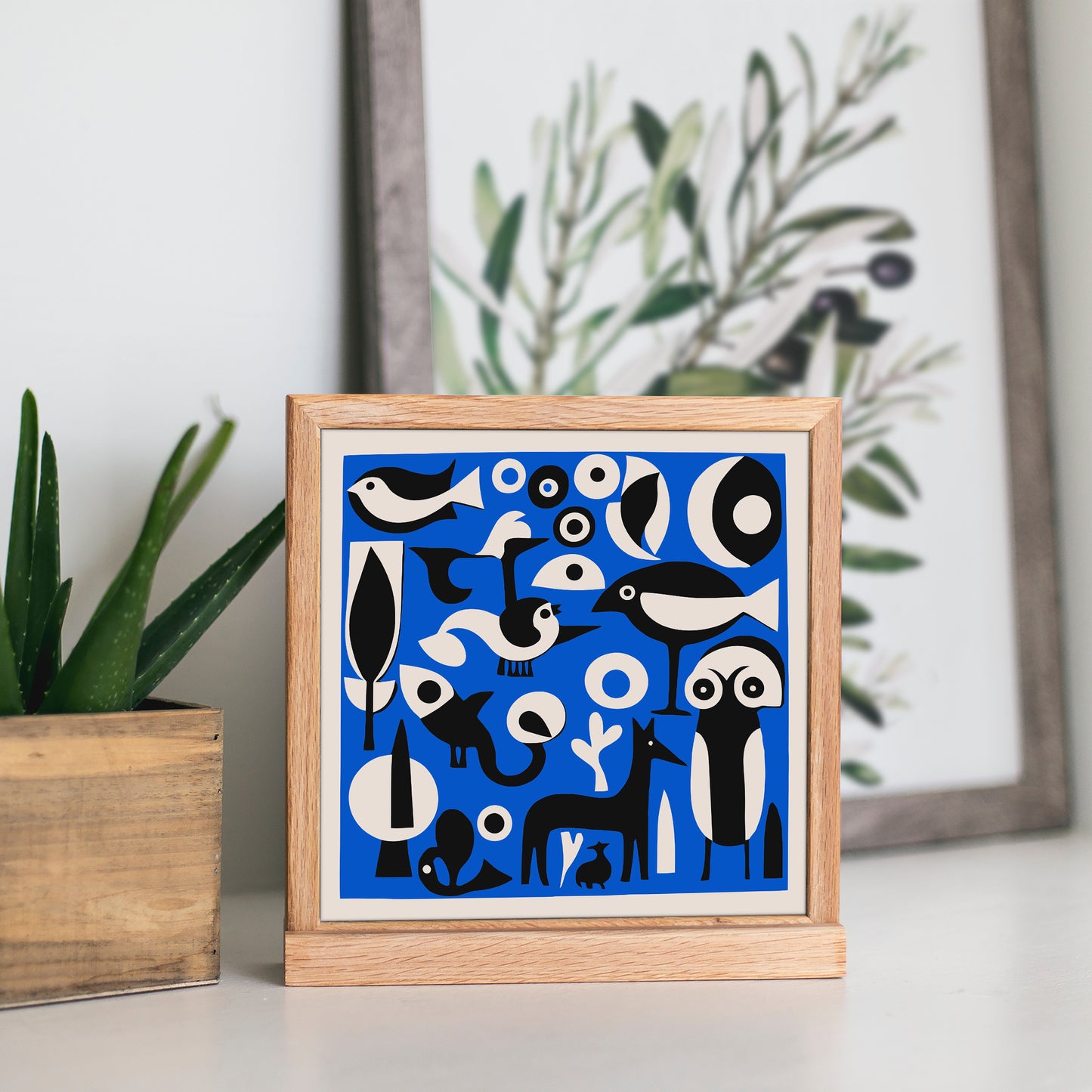 Blue Modern Cubist Animals Art Print