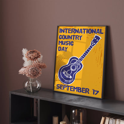 Country Music Festival Guitar Yellow Art Print