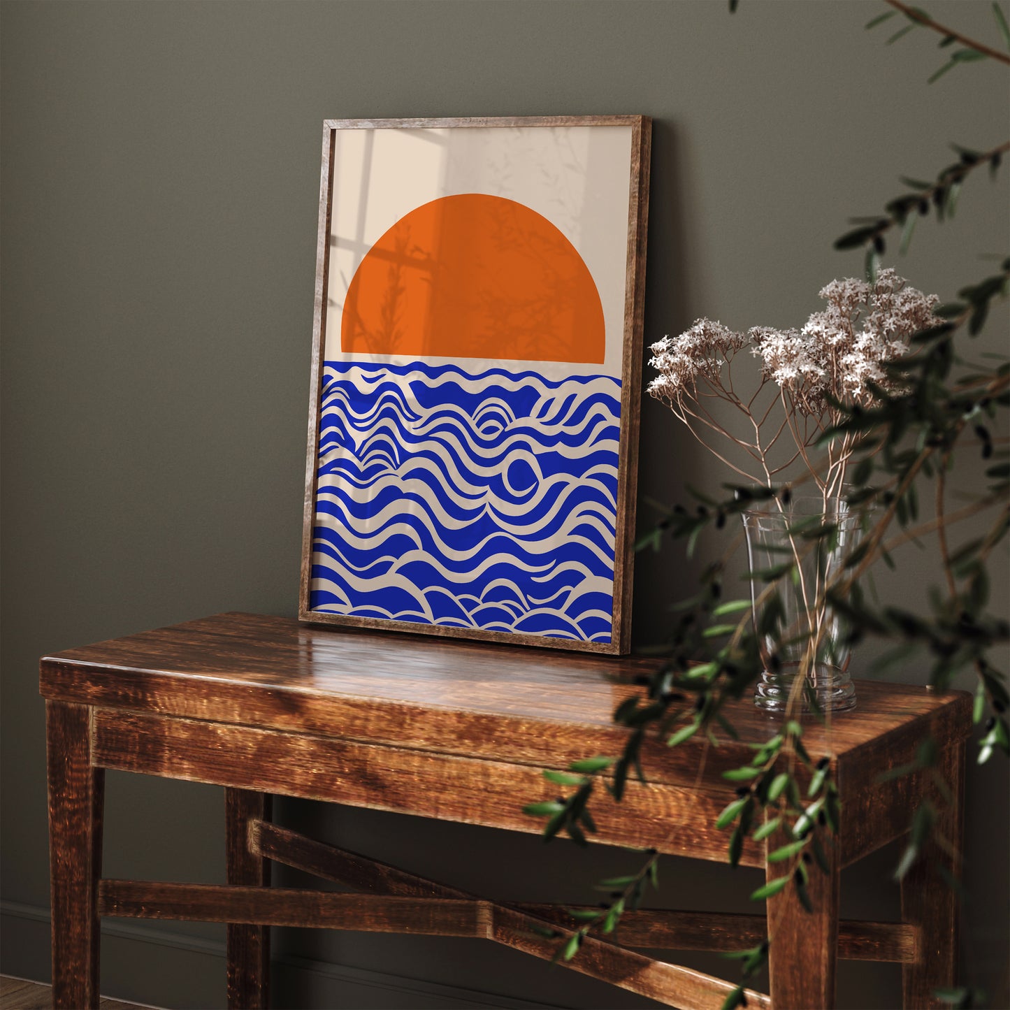 Mid Century Sun Waves Art Print 2024