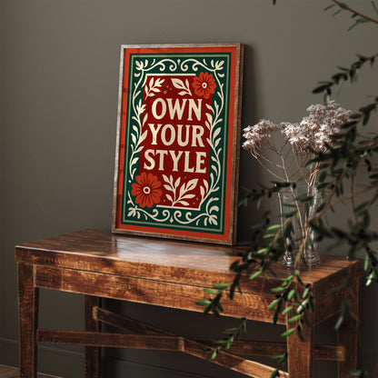 Own Your Style Quote Poster,  Fashion Room Decor