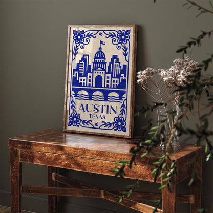 Blue Austin Texas Travel Poster