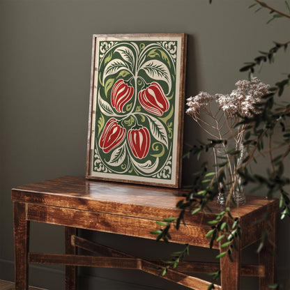 Red Peppers Rococo Kitchen Art Print