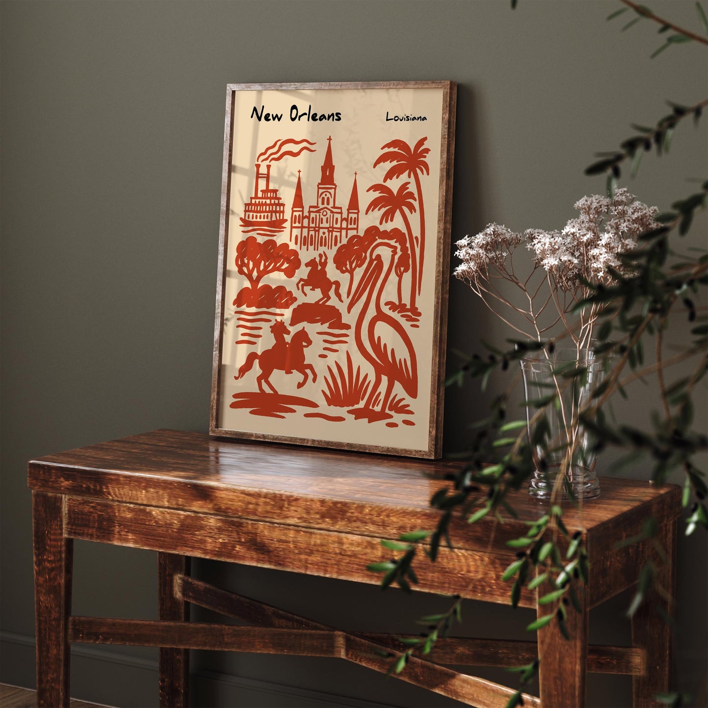New Orleans Louisiana Red Poster