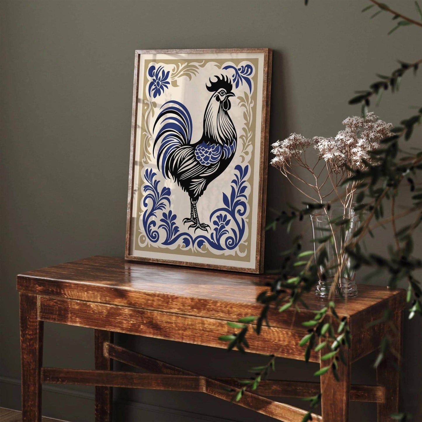 Rococo Rooster Poster Elegant Kitchen Art Print