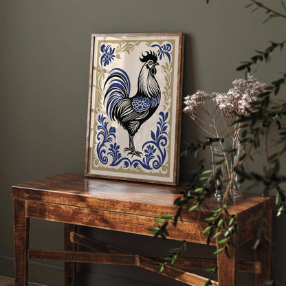 Rococo Rooster Poster Elegant Kitchen Art Print