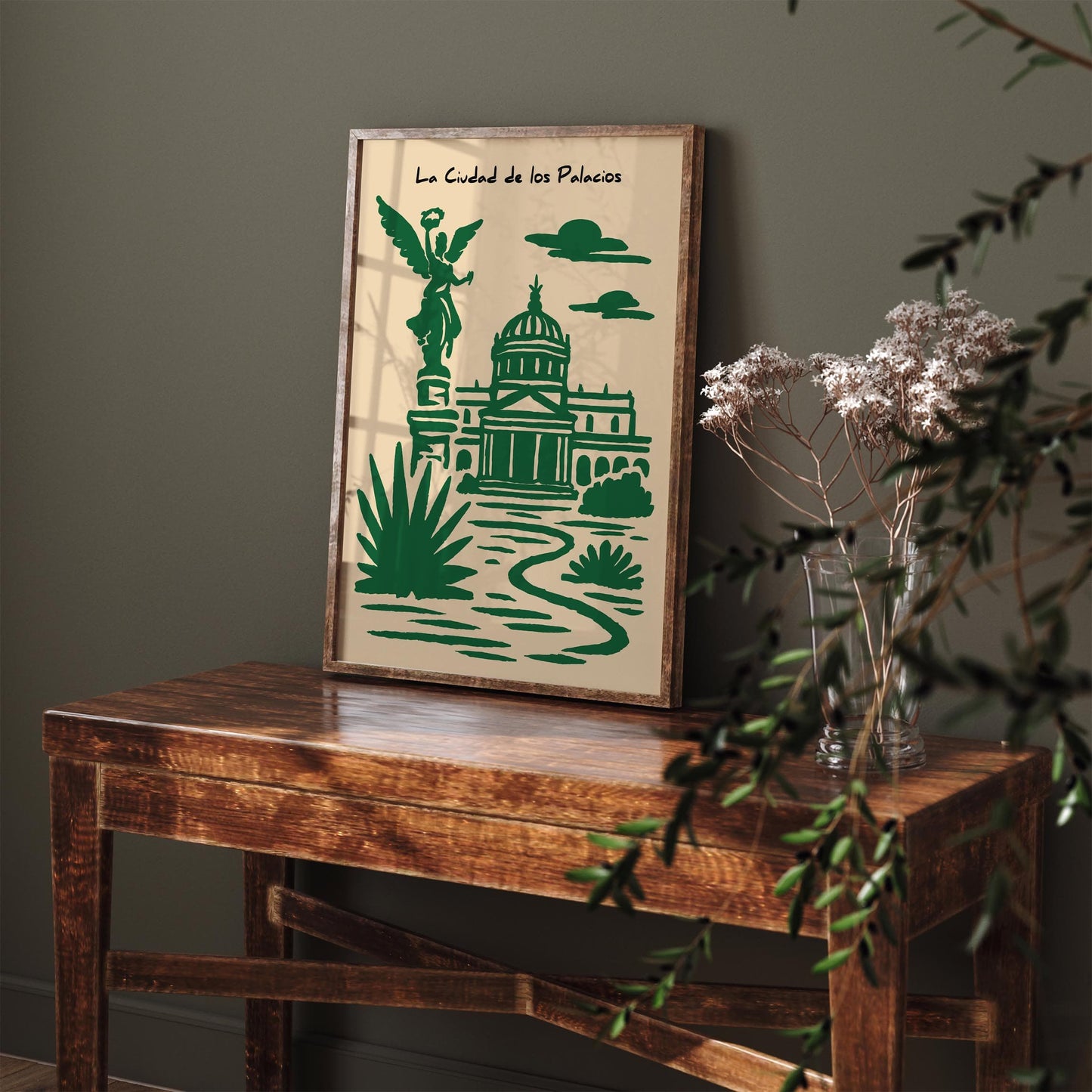Mexico City Poster - Green Cityscape Architecture Wall Art