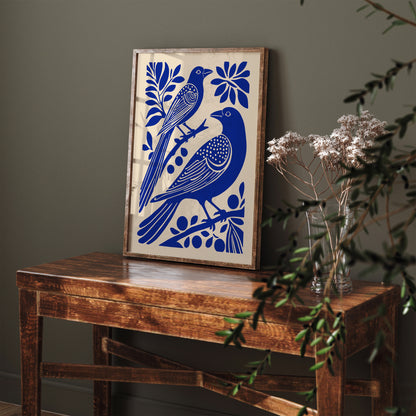 Blue Birds Cut Outs Art Print