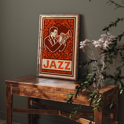 Jazz Musician Poster - Vintage Burgundy Music Wall Art