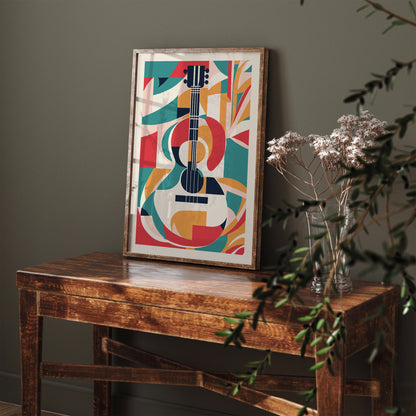 Colorful Geometric Guitar Art Print