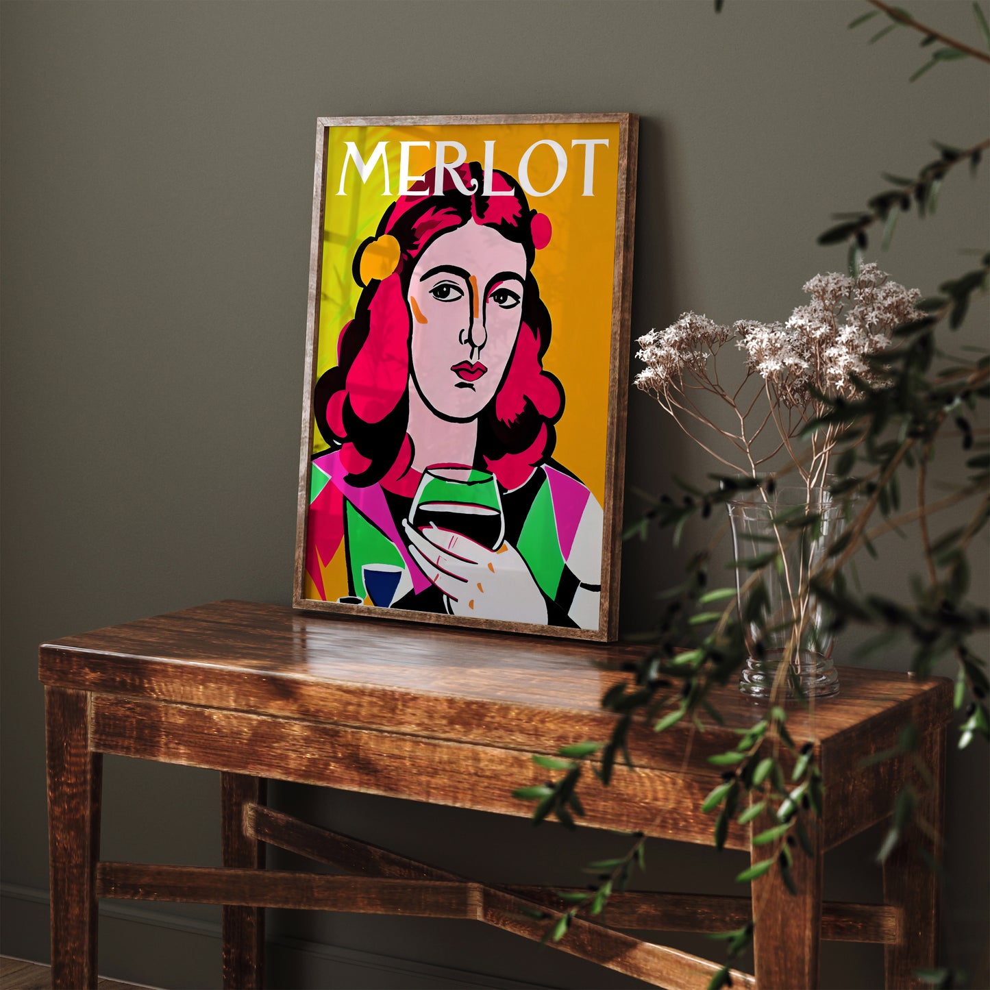 Retro Wine Poster - Merlot Advertising Print