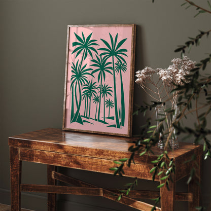 70s Pink Palms Art Print