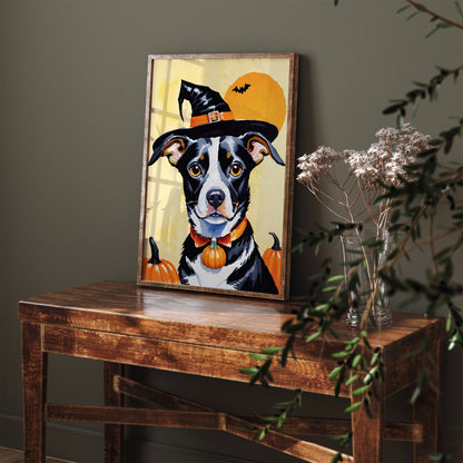 Halloween Illustration with Cute Dog Poster