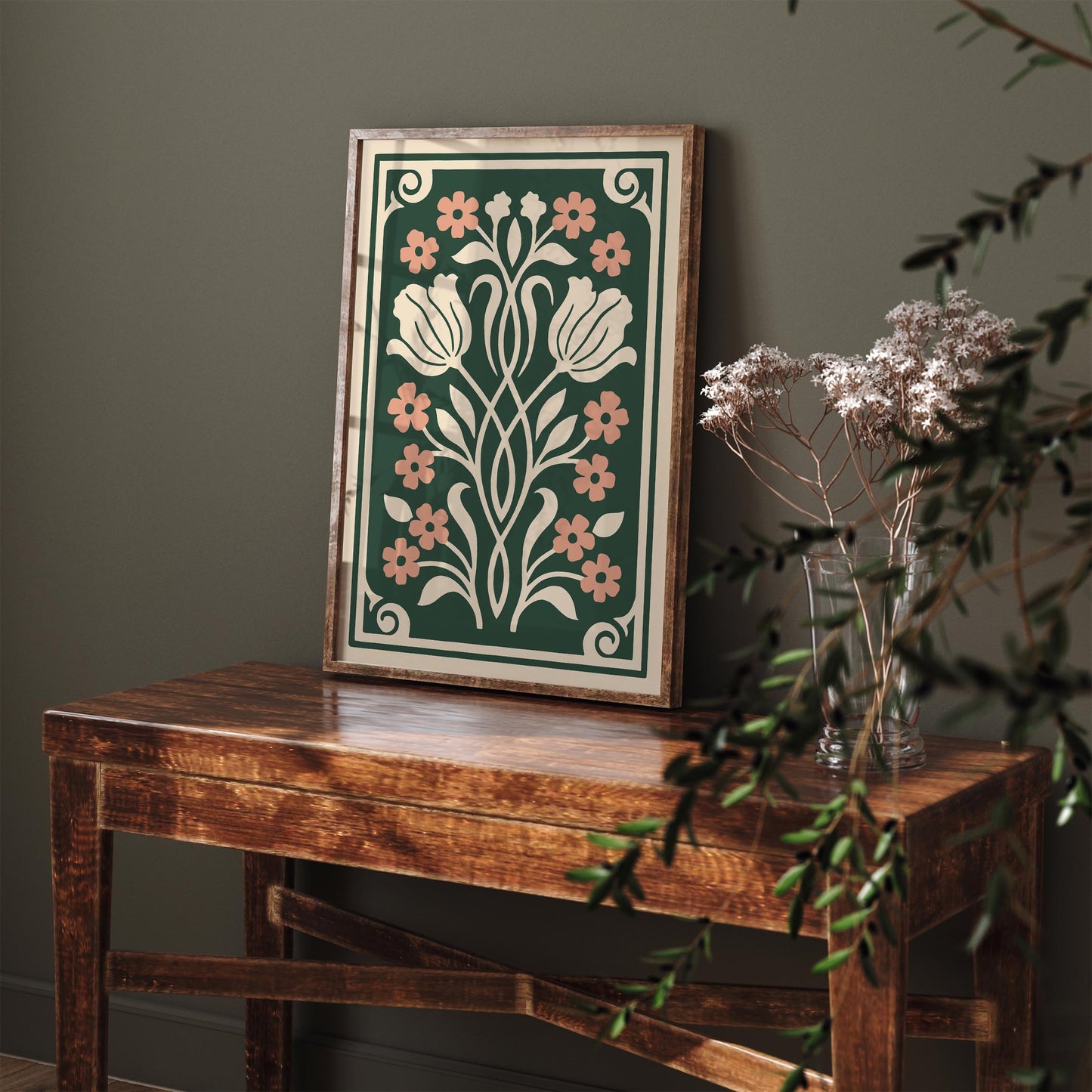 Art Nouveau Floral Wall Art Print