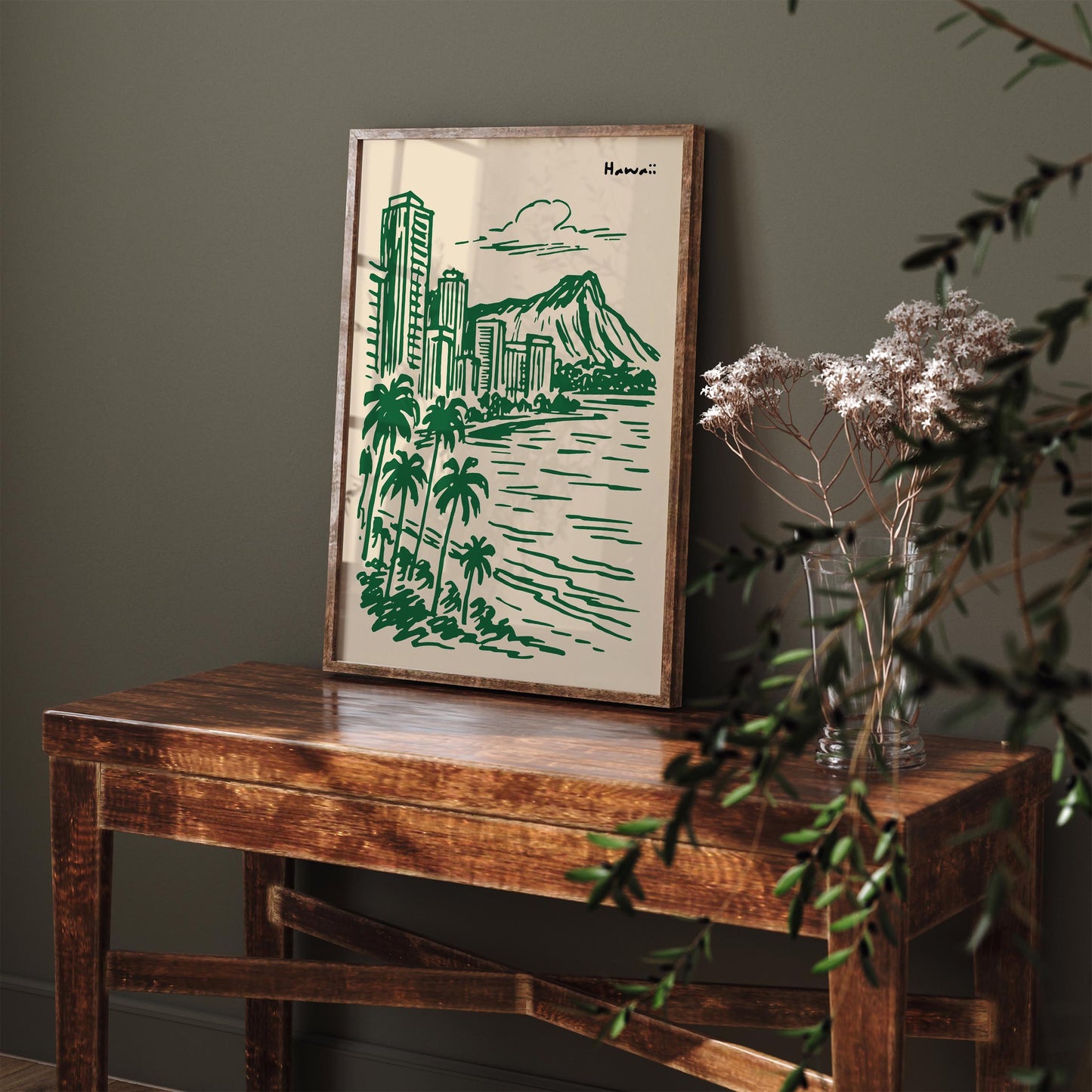 Hawaii Travel Poster - Handdrawn Style Wall Art