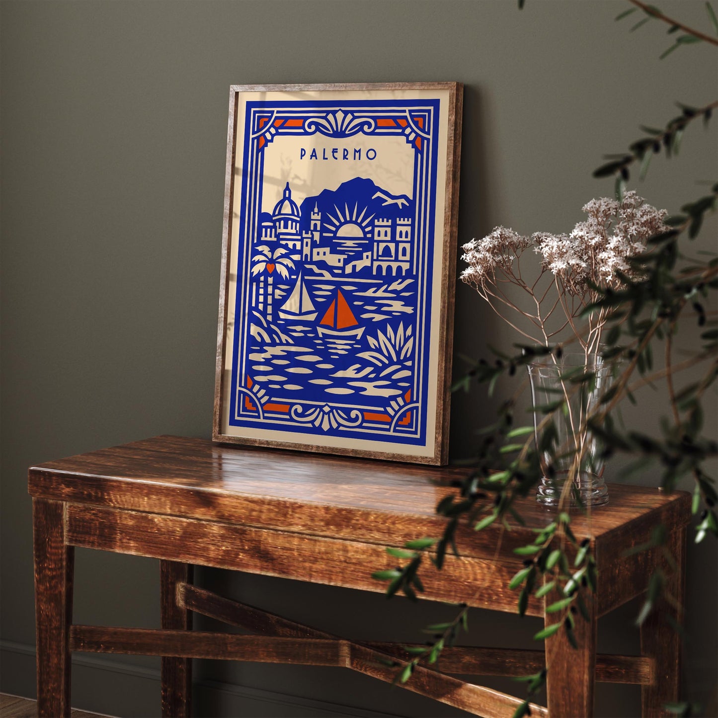 Palermo Sicily Poster - Blue Travel Wall Art