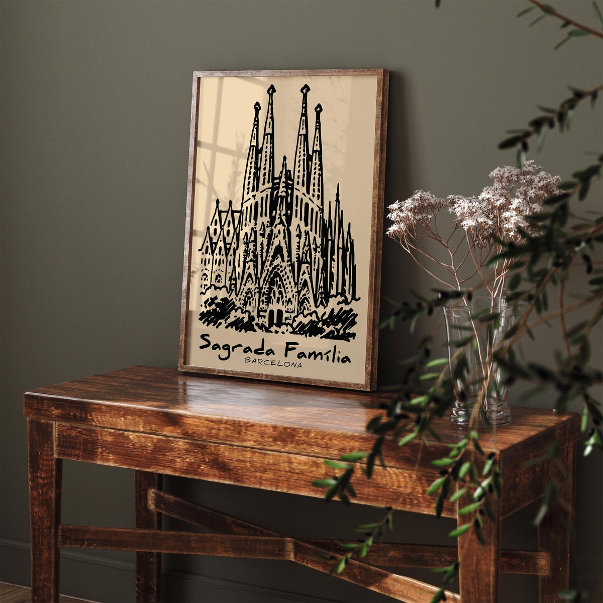 Sagrada Familia Barcelona Sketch Poster