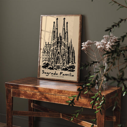 Sagrada Familia Barcelona Sketch Poster
