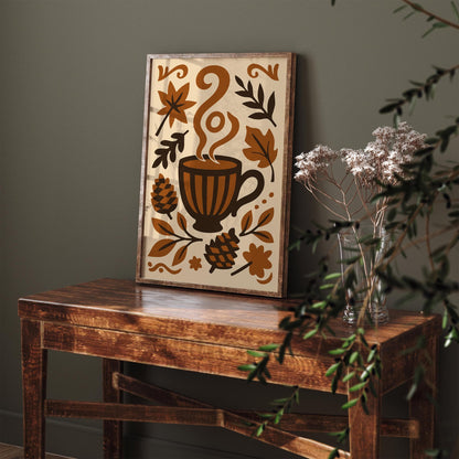 Autumn Hot Chocolate Poster, Farmhouse Kitchen Wall Art Decor