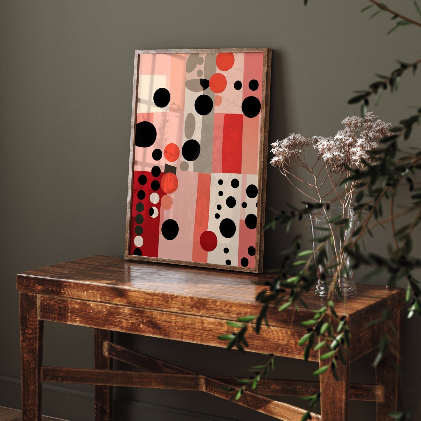 Pinks and Reds Polka Dots Art Print