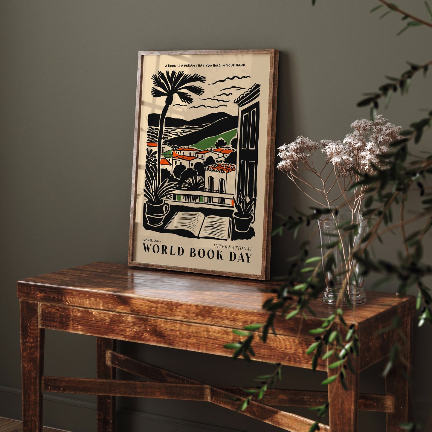 Book Day Vintage Landscape Poster