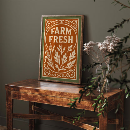 Farm Fresh Quote Poster - Farmhouse Wall Art Decor