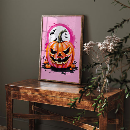 Jack-o'-lantern Halloween Pink Poster